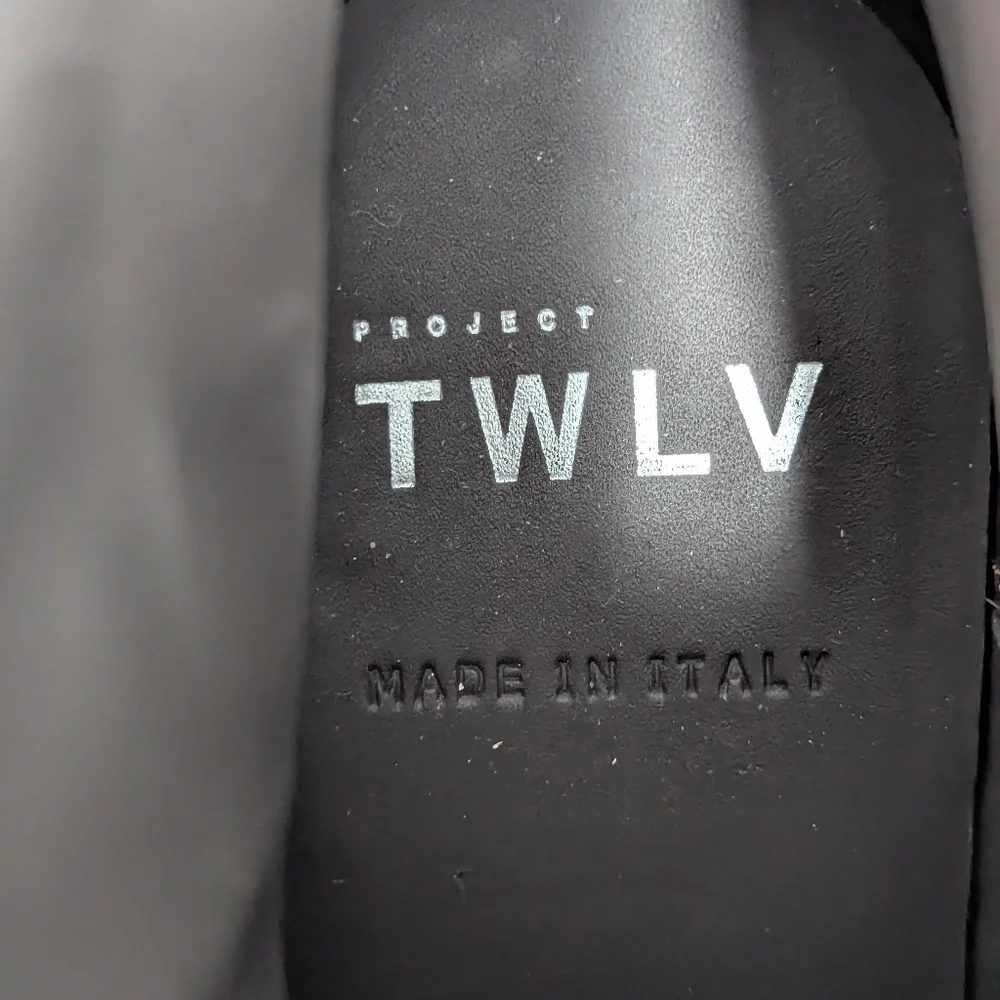 Project TWLV Flame Black Leather Ankle Boots... Size 42/US 9